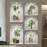 Aurbhosa Green Plant Wall Decal Tropical Plant Potted Wall Sticker Peel and Stick Green Leaf Wall Art Mural DIY Vinyl Nature Wall Decal for Living Room Kitchen Office Decor