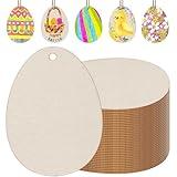 50 PCS Easter Egg Wooden Cutouts Unfinished Egg Wood Slices Easter DIY Hanging Ornaments Gift Tags with Hemp Rope for Painting Craft Project Easter Party Decorations (2.36 x 3.15 Inch)