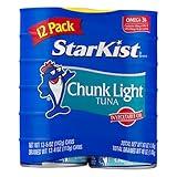 StarKist Chunk Light Tuna in Oil, 5 oz (12 Pack) Canned Tuna Fish, Wild Caught, Gluten Free, Ready to Eat, Perfect for Salads, Keto Meals and Snacks, with 20g Protein & 90 Calories Per Serving