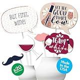 Big Dot of Happiness But First, Wine - Tasting Party Photo Props - Wine Photo Booth Props - Wine Tasting Party Photo Booth Props Kit - 20 Count