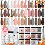 AZUREBEAUTY Dip Powder Nail Kit Classic Brown Nude Collection Glitter Fall 20 Colors Neutral Chocolate Skin Tone Dip Nail Liquid Set with Base/Top Coat Activator French Nail Art Manicure Salon Home