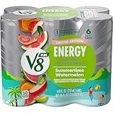 V8 +Energy Limited Edition Summertime Watermelon Juice Energy Drink, 8 fl oz Can (6 Pack)