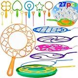 GIFTEXPRESS Deluxe 27 Piece Big Bubble Wands Set - Assorted Bulk Bubble Makers, Trays & 6 Pack Non Toxic Concentrate Refill Solution - Kids Party Favor Bubble Toys for Outdoor Summer Fun Pool Party