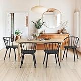 LUE BONA Black Dining Chairs Set of 4, Farmhouse Wood Dining Chairs with Semicircular Backrest, Spindle Dining Chair for Kitchen and Dining Room, 18 Inch