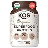 KOS Vegan Protein Powder Erythritol Free, Chocolate - Organic Pea Protein Blend, Plant Based Superfood Rich in Vitamins & Minerals - Keto, Dairy Free - Meal Replacement for Women & Men, 28 Servings