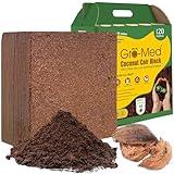 Gro-Med Coco Coir Block - 10lb Compressed Coir Fiber Brick Enriched NPK Expands Upto 80 Quarts-Organic Potting Soil for Flowers, Herbs,Low EC Planting-Growing Medium for Gardening-Seed Starter Soil