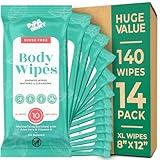 Body Wipes - (14 Pack) - 140 XL Bath Wipes for Adults No Rinse, Adult Wipes for Elderly - Body & Face Gentle Skin Cleansing, Shower Wipes Bathing for Travel, Elderly, Car, Gym, Camping (8x12 Inch)