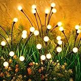 ASMAD Solar Garden Lights, 4 Pack 32 LED Solar Outdoor Lights, Outdoor Decorations Lights, Solar Swaying Lights, Firefly Lights for Patio Pathway Outdoor Decor, Big Bulb Solar Swaying Lights