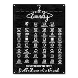 Laundry Symbol Guide Sign, Home Laundry Wall Art Decor, Aluminum Rust Free 9" X 11", Pre-Drilled Holes, Weather Resistant