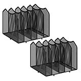 2 Pack-Simple Trending Mesh Desktop File Sorter Organizer, 5-Section Bookshelf for Desk Home Office, Black