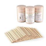 TONGYE [3 Packs of 340] Bamboo Toothpicks 3.5 Inches, Extra Long Round Wooden Toothpick for Appetizers Qlives Sandwich - Sturdy Smooth No-splinters Tooth Picks, Kitchen & Dining