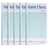 Wakhow Guest Checks Book 5 Pack, Server Note Pads, Waitress Accessories Wirting Pad, Restaurant Supplies Order Pad Total 250 Sheets