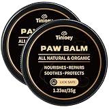 Tinioey All-Natural Lick Safe Dog Paw Balm for Dogs & Cats | 2 Pack Dog Paw Pad Balm Paw Protector, Moisturizer & Soother for Dry Cracked Paws, Noses & Elbows | Snout Soother for Dogs (1.23oz *2)