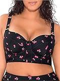 Smart & Sexy Women's Plus-Size Long Lined Underwire Bikini Top, Sweet Cherry, 42DD