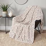 Lucky Brand Cozy Plush Blanket - Premium Microfiber Throw for Luxurious Comfort and Style, 50" x 70", Daisy Beige Floral