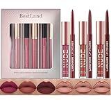 BestLand 6Pcs Matte Liquid Lipstick + Lip Liner Pens Set, One Step Lips Makeup Kits Pigment Velvety Nude Lip Stain Waterproof Long Wear Lip Gloss Make up Gift Set (Vintage Charm Lip Set)