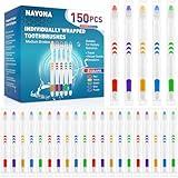 Navona 150 PCS Individually Wrapped Bulk Toothbrush Pack, Colorful Manual Disposable Toothbrushes for Adults or Kids, Ergonomics Handle, Soft Bristles, Perfect for Travel, Hotel, Donation