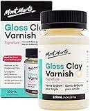 Mont Marte Clay Varnish Gloss Signature 4.05oz (120ml) Clay Sculpture Sealant, Glossy Clay Varnish, Varnish for Polymer or Air Hardening Clay, Clear Gloss Varnish for Clay.