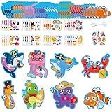 3sscha 40 Packs Summer Sea Animals Craft Kit for Kids - Make Your Own Ocean Marine Animal Card Bulk Set DIY Self-Adhesive Sticker Handmade Art Project Decor Classroom Home Activity Gift Party Favor