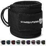 Gymreapers Ankle Straps (Pair) For Cable Machine Kickbacks, Glute Workouts, Lower Body Exercises - Adjustable Leg Straps with Neoprene Padding (Black, Pair)