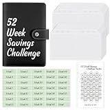 SKYDUE 52 Week Money Saving Challenge Binder, A6 Money Saving Binder with Savings Challenges Book and Cash Envelopes, Save $1,378