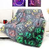 OHOIT Glow in The Dark Game Controller Blanket Gamer Gifts Toys for Kids Boys Boyfriend Gaming Gamepad Presents Birthday Christmas Valentine's Day Easter