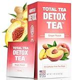 Total Tea SIimming Detox Tea Caffeine Free - 25 Day Detox Tea - Herbal SIim Tea with Chamomile, Hibiscus Tea & Ginger Root for Colon Cleanse – Natural Herbal Ginger & Peach Tea for Digestive Health