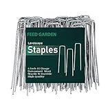 FEED GARDEN 6 Inch 50 Pack Hot-dip Galvanized Landscape Staples Plant Cover Stakes 11 Gauge Tent Stakes Garden Stakes Landscaping Fabric SOD Pins Yard Stakes for Decoration Weed Barrier Fabric