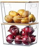 2 Set Pantry Organizer Storage Stackable Kitchen Laundry Organizers for Onion, Potato, Fruit, Produce, Vegetable Clear