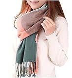 Loritta Womens Scarf Fashion Long Plaid Shawls Wraps Big Grid Winter Warm Lattice Large Scarves Gifts, Pink Green Lattice