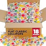 Lollipops Bulk - 18 Pounds - Classic Flat Lollipops - Assorted Fruit Flavored Suckers - Round Lollipops for Doctor Offices, Halloween Parades, Schools, Parties and More