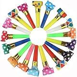 DEMOCRATIDO 25 PCS Party Blower Blowouts Noisemakers Funny Party Blowouts Blow Horns Colorful Birthday Blow Horns Whistles New Years for 2024 Party Noisemakers Whistles Favors Noise Makers