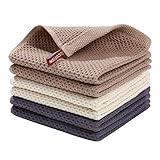 Homaxy 100% Cotton Waffle Weave Kitchen Dish Cloths, Ultra Soft Absorbent Quick Drying Dish Towels, 12x12 Inches, 6-Pack, Mixed Color