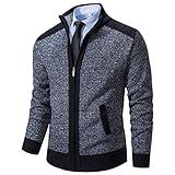 Msmsse Men's Cardigan Sweaters Full Zip Knitted Sweater for Mens Dark Grey US M