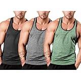 COOFANDY Men's 3 Pack Workout Tank Tops Gym Quick Dry Activewear Sleeveless T Shirts