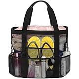 wanchel Mesh Beach Bags for Women - Plus Waterproof Sandproof Tote Bag with 8 Pockets and 1 inner Zipper Closure Pockets