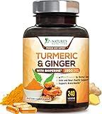 Turmeric Curcumin with BioPerine & Ginger 95% Curcuminoids 1950mg - Black Pepper Extract for Max Absorption, Nature's Joint Support Supplement, Herbal Turmeric Pills, Vegan Non-GMO - 240 Capsules