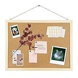 GDMINLO Cork Board Bulletin Board, 15.7"X 12" pin Boards for Walls, Oak Wood Finish Frame, Wall Mounted Cork Board for Office Home and School(Pins, Eye Bolts, gaskets, Screws)