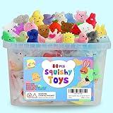 80Pcs Party Favors for Kids 4-8, Kawaii Squishies Mochi Squishy Toy Bulk Fidget Sensory Toys Birthday Gifts for Boys Girls Goodie Bag Christmas Stocking Stuffers Treasure Box Classroom Prizes