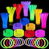 JOYIN 144 Pcs Glow Sticks Bulk 8" Bracelets Necklaces, Glow in the Dark Neon, Easter, Football,Halloween Party Supplies Pack