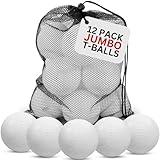 12 PCS Toddler & Little Kids Replacement T Ball Baseball Balls - Jumbo Plastic T-Balls with Mesh Ball Bag, 3.5-inch Oversized Tballs for Little Tikes TotSports T-Ball Set, Softball, Training