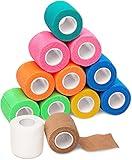 California Basics Self-Adhesive Medical Tape (2 inch) - Pack of 12 - Cohesive Bandage Wrap Rolls - Waterproof Athletic Tape - Self Adhesive Medical Adhesive Bandage Wrap - Vet Stretch Wrap