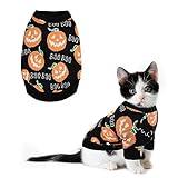 CooShou Pet Puppy Dog Halloween Sweater Cat Pumpkin Knitwear Clothes Costume with Cute Boo Pattern Halloween Sweater Coat for Kittens Small Dogs Cats S