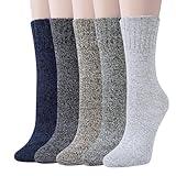 Loritta Womens Vintage Style Thick Wool Cozy Crew Socks, One size, 5 colors (Pure Color)