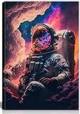 Framed Astronaut Wall Art Space Pop Culture Graffiti Street Art Painting Pictures Wall Decor Canvas Prints Modern Gifts For Man Artwork Space Boys Room Home Decor For Bedroom Living Room Office