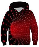 AIDEAONE Teen Boys Fashion Hoodies 3D Print Pullover Hoody Sweatshirt Exercise & Fitness Apparel Sports Tops 14-16 Years Red