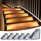 VOLISUN Solar Stair Lights 6 Pack, Solar Step Lights Outdoor Waterproof IP67, LED Outdoor Step Lights, Solar Outdoor Lights Decor for Garden Stair, Deck, Front Step, Front Porch and Patio (Warm White)