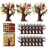 WATINC 16Pcs Fall Thankful Trees Craft Kits for Kids, Autumn Maple Oak Leaves Make Your Own DIY Thanksgiving Trees Decoration Thankful Craft Kit Supplies Home School Fun Activities for Kids