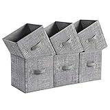 SONGMICS Storage Cubes, 11-Inch Non-Woven Fabric Bins with Double Handles, Set of 6, Closet Organizers for Shelves, Foldable, for Clothes, Cattail Gray UROB26LG