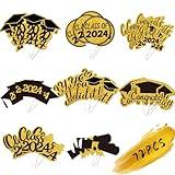 72pcs Graduation Cupcake Toppers 2024 Glitter Class of 2024 Graduation Cap Diploma Cupcake Picks 2024 Graduation Theme Party Cake Decorations Supplies